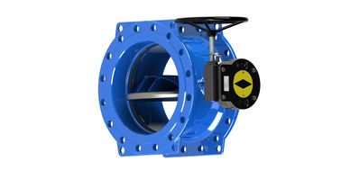 Áo cao su Blue Double Flanged Butterfly Valve Cơ sở thép carbon có sẵn