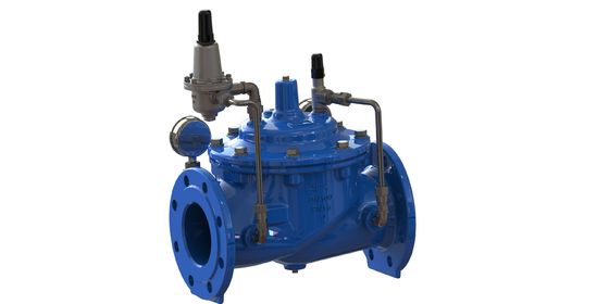 Van điều áp giảm áp lực nước có màng EPDM gia cố nylon, kết nối bích EN1092-2 và vật liệu GGG50