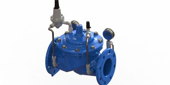Van điều chỉnh áp suất nước tiêu chuẩn mặt bích EN1092-2 với thân phủ epoxy và đế SS304