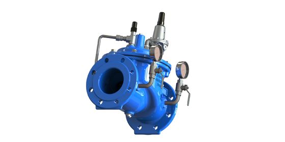 GGG50 vật liệu van giảm áp suất nước với kết nối sườn và thép không gỉ 304 Pilot P200 cho mạng lưới phân phối nước