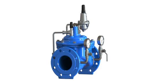 GGG50 vật liệu van giảm áp suất nước với kết nối sườn và thép không gỉ 304 Pilot P200 cho mạng lưới phân phối nước