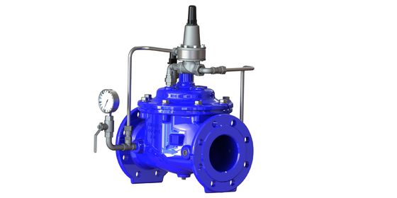 Van duy trì áp suất với áp suất tối đa PN25, nhiệt độ hoạt động 0-80 °C và kết nối sợi dây chuyền để điều khiển chất lỏng công nghiệp