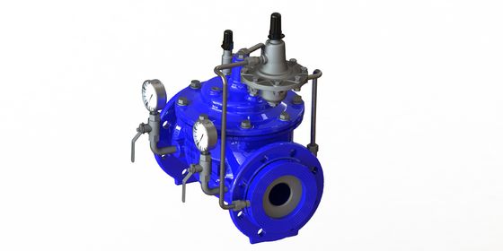 PN16 Van điều khiển dòng chảy sắt mềm mại với sức đề kháng áp suất cao và kết thúc màu xanh Ral5005 cho các ứng dụng 0-80 ° F