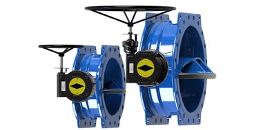 Ventil bướm ngoại tâm kép màu xanh lá cây bằng sắt ductile / loại tắt