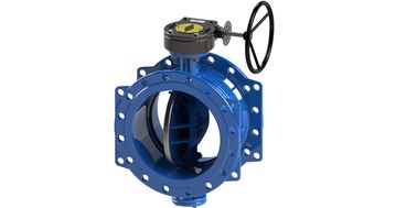 Ventil bướm ngoại tâm kép màu xanh lá cây bằng sắt ductile / loại tắt
