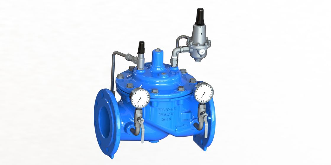 GGG50 vật liệu van giảm áp suất nước với kết nối sườn và thép không gỉ 304 Pilot P200 cho mạng lưới phân phối nước