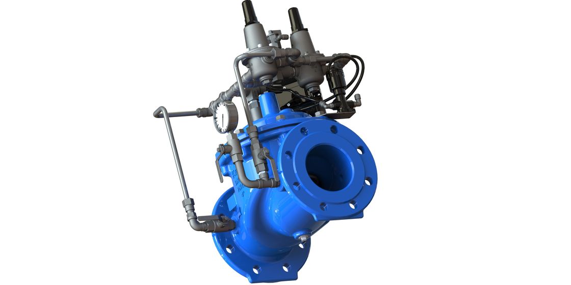 Van điều khiển nước gang dẻo bền với đệm thân EPDM và bộ điều khiển thí điểm SS304 để kiểm soát áp suất dòng chảy chính xác